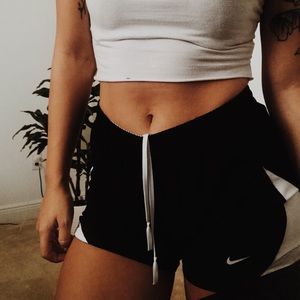 black + white gym shorts